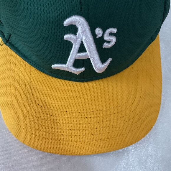 Youth Oakland As Green & Yellow Baseball Cap By OC Sports MLB Team Gear Adjustab - Picture 2 of 7